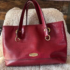 Vintage Liz Clairborne Crimson red Crocodile Pattern Tote